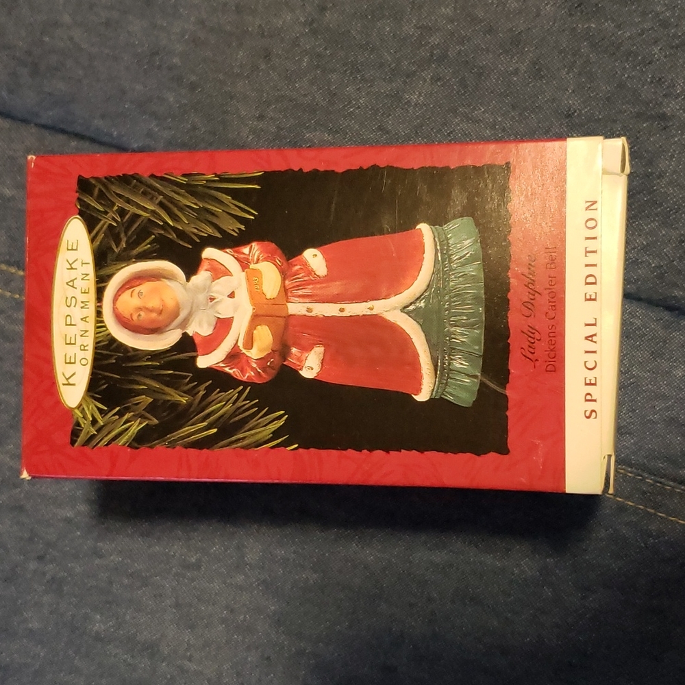 Hallmark 1993 Dickens Caroler Porcelain Bell LADY DAPHNE Holiday Ornament